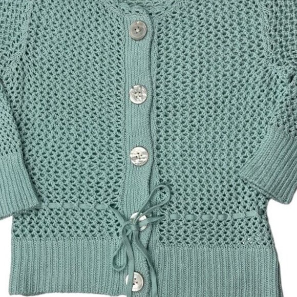 Banana Republic Crochet Sweater 3/4 Sleeves Mint Green Size Large Might Fit Med. - Picture 4 of 13